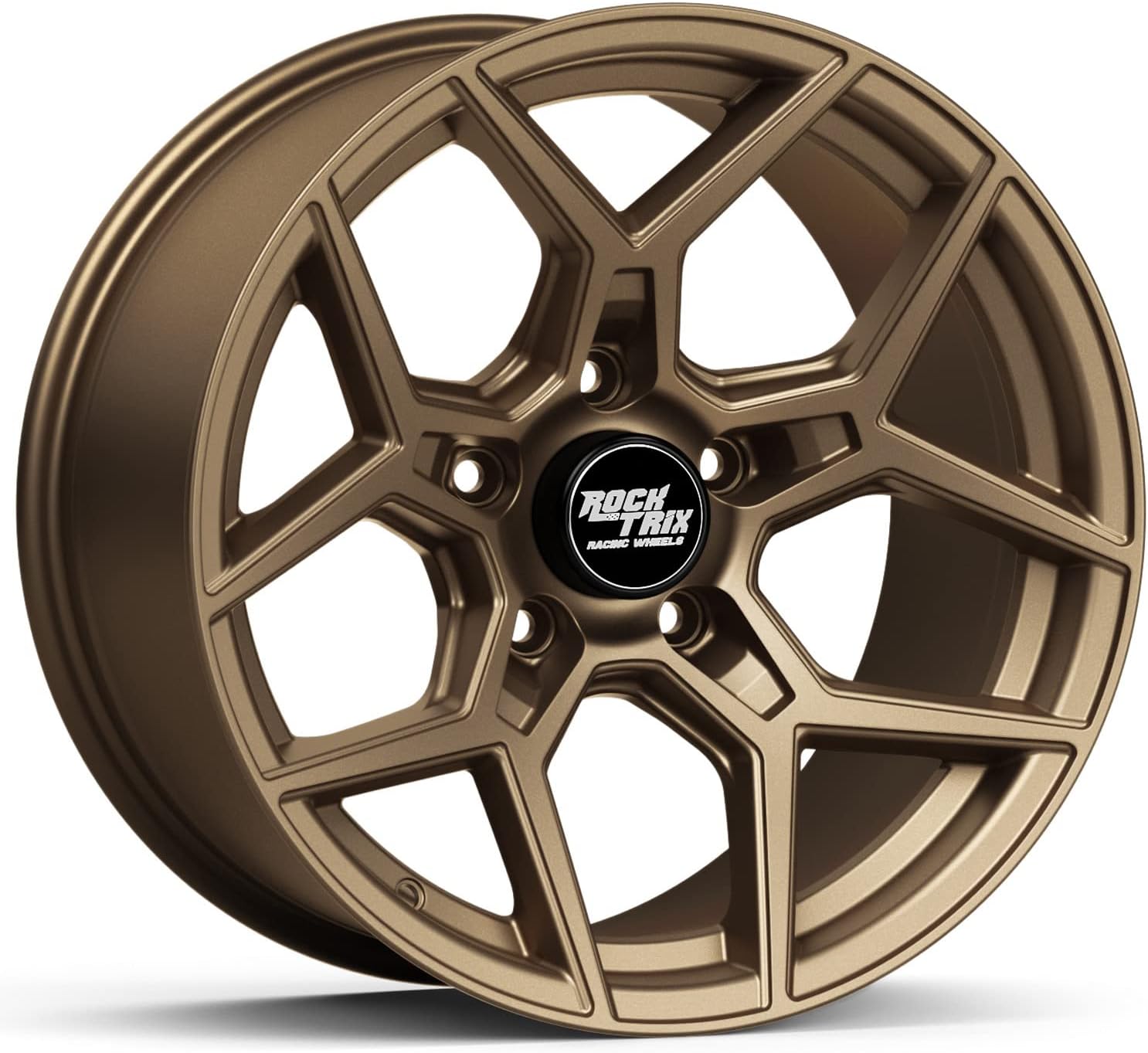 RockTrix RT105 18 inch Wheel Compatible with Toyota Tundra Land Cruiser Sequoia 18x9 5x150 Wheels (-12mm Offset) 110mm Bore, Bronze Wheels, Also Compatible with Lexus LX570