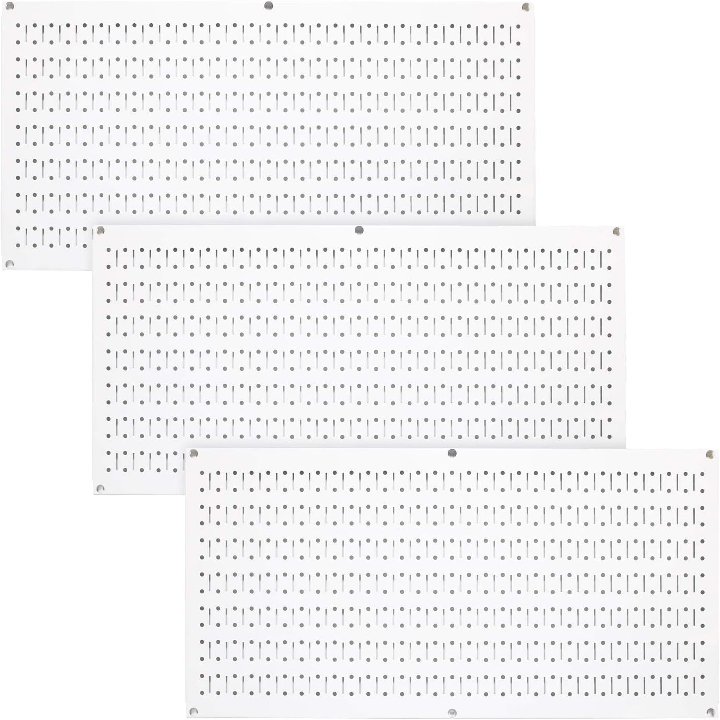 Wall Control Pegboard Value Pack - (3) Pack of Wall Control 16-Inch Tall x 32-Inch Wide Horizontal White Metal Wallboards for Home & Garage Tool Storage Organization (White Pegboard)