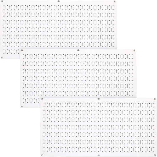 Wall Control Pegboard Value Pack - (3) Pack of Wall Control 16-Inch Tall x 32-Inch Wide Horizontal White Metal Wallboards for Home & Garage Tool Storage Organization (White Pegboard)