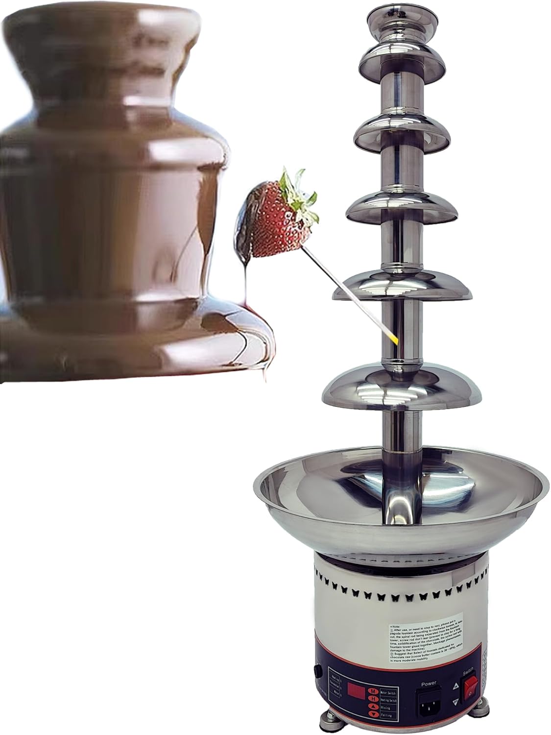 HQHAOTWU Chocolate Fountain Machine for Party 6 Tiers Stainless Steel Hot Chocolate Fountain Chocolate Waterfall Fountain Chocolate Fondue Fountain for Wedding Company Party Children's Birthday 110V