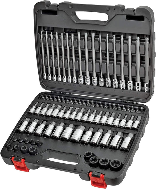 CARBYNE 84-Piece Master Hex & Torx Bit Socket Set & External-Torx Socket Set | S2 Steel Bits, CrV Steel Sockets, Corrosion Resistance, Durable Case | 1/4", 3/8" & 1/2" Dr.