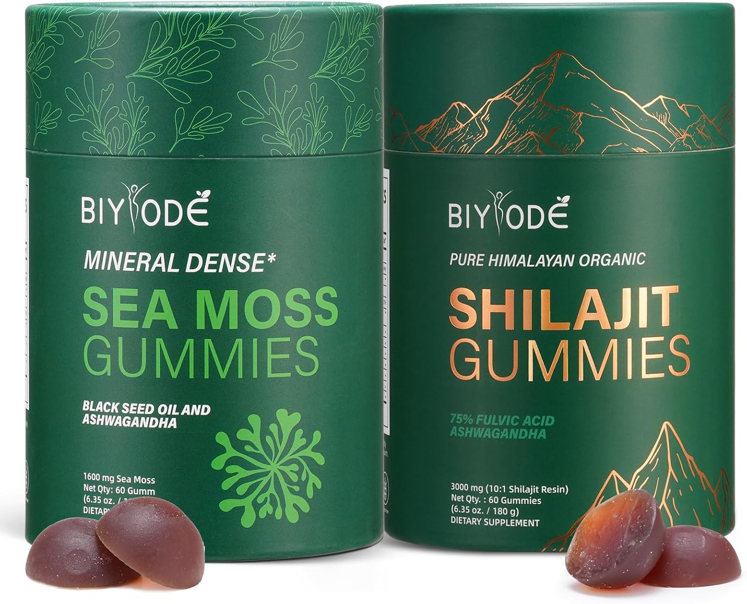 Bundle of Pure Himalayan shilajit & sea Moss Gummies – 3000 mg shilajit, sea Moss 1600mg ksm 66 ashwagandha, no Added Sugar, lab Tested, 75%+ fulvic Acid, 92+ Minerals, All One Supplement(1 Package).