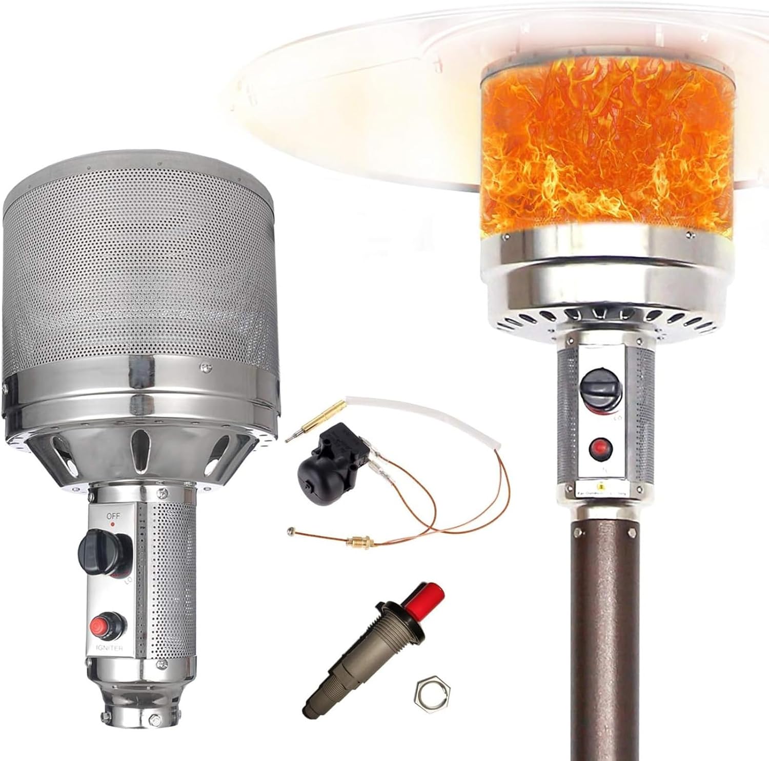 Outdoor Heater Replacement Parts Patio Heaters Propane Burner Head 48,000 BTU Patio Heater Head With Shaft Connectors For Patio Heater (Color : 3"\/76mm)