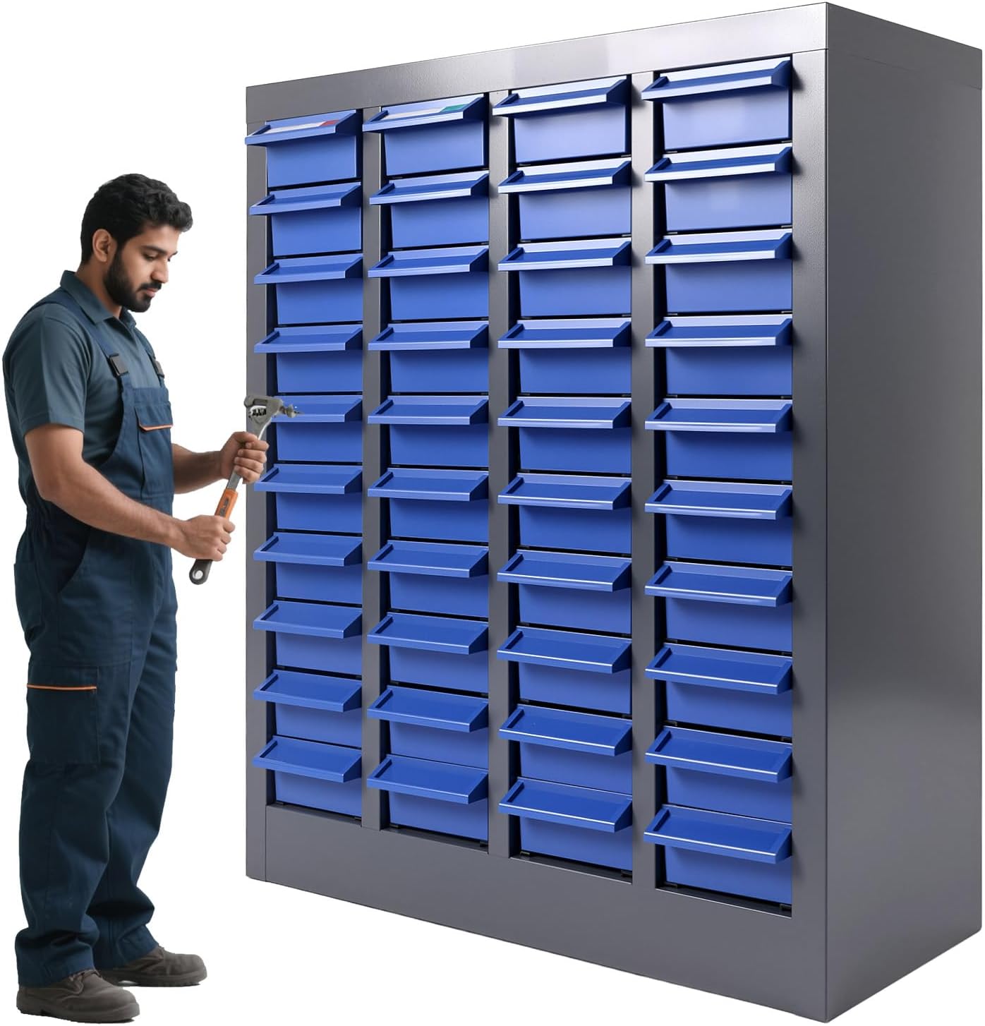 40 Drawers 21x9x25 Inch Bolt and Nut Organizer, Alloy Steel Parts Cabinet with Shelfs & Labels Bolt and Nut Tool Storage Cabinet for Workshop Tool & Hardware Storage and Organization