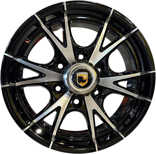 15x6, 6x5.5 Premium Aluminum Trailer Wheel, Black Machine Faced 6Lug Trailer Rim