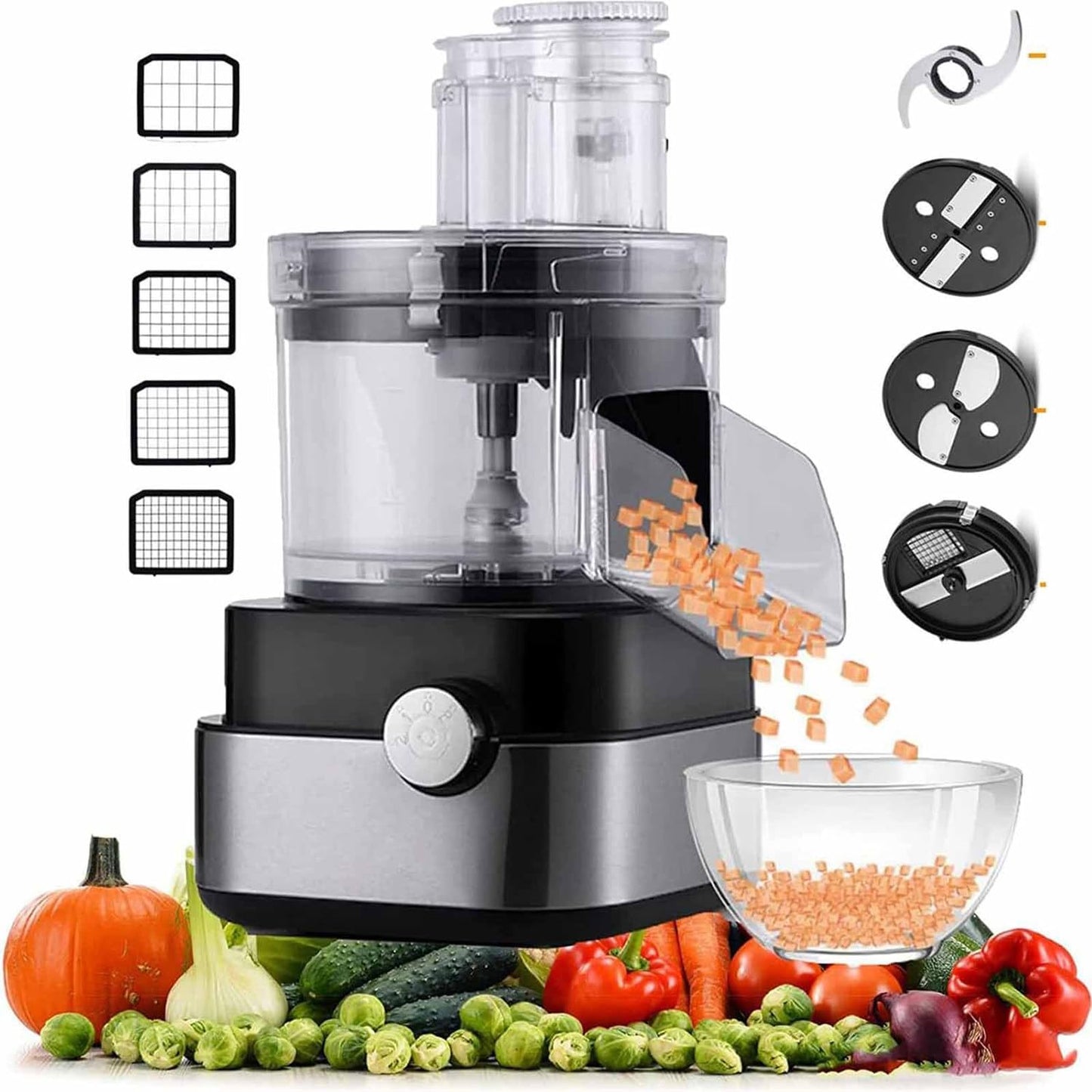 Commercial Vegetable Dicer Electric Fruit Dicing Machine Electric Carrot Potato Onion Granular Cube Cutting Shredder Food Processor