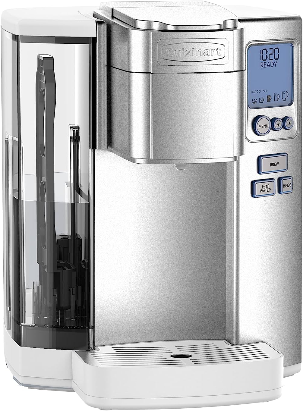 Cuisinart Single Serve 1 Cup Coffee Tea Maker Machine w\/ 5 Serving Sizes and Adjustable Temperature for Individual Coffee Pods, 72 Ounce, White