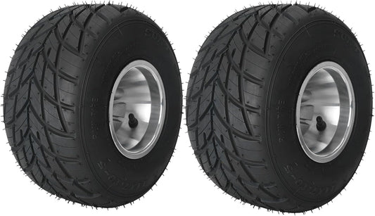 2pc 11x7.10-5 Go Kart Tires and Rims, 11x7.10x5 Rear Wheels with Aluminum Rim, 3 Stud 50mm Bolt Pattern, 4PR, Tubeless Rain Racer Tire for Racing Drift Cart, Mini Bike, ATV, Quad, Lawn Mower, Trike
