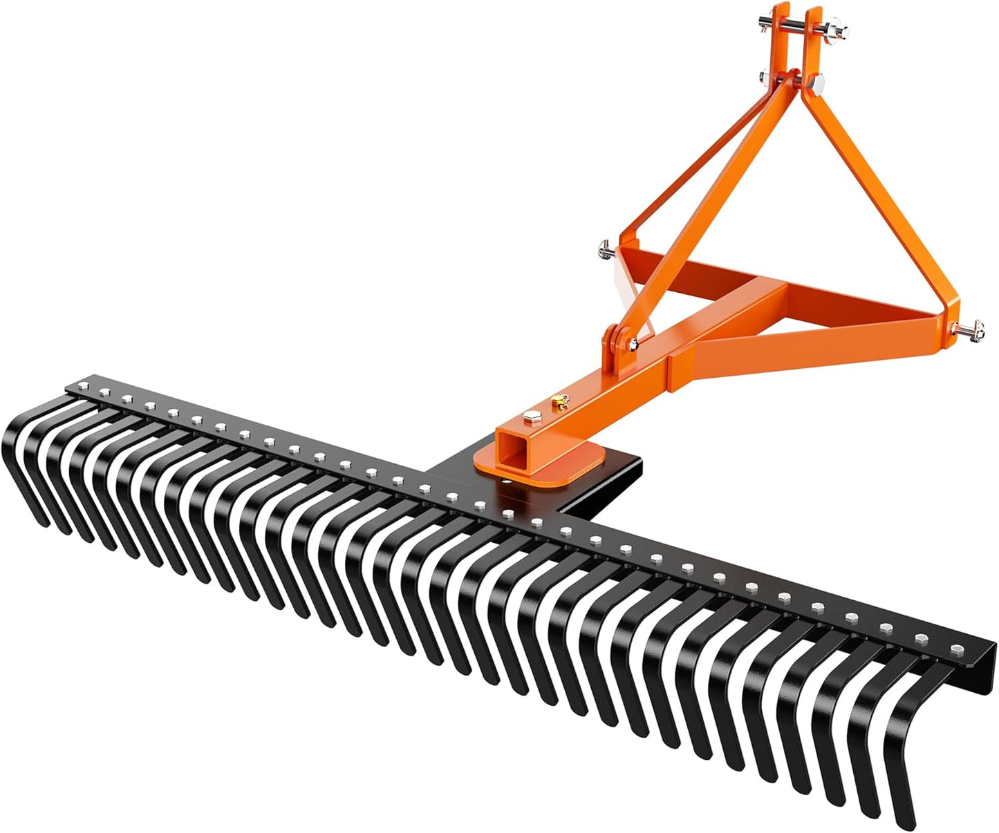 GarveeLife 3 Point 60" Landscape Rake, Heavy Duty 5 FT Rock Rake for Compact Tractors, Fits Category 1 Hookup, 360 Degree Rotation Tow-Behind Garden Tool