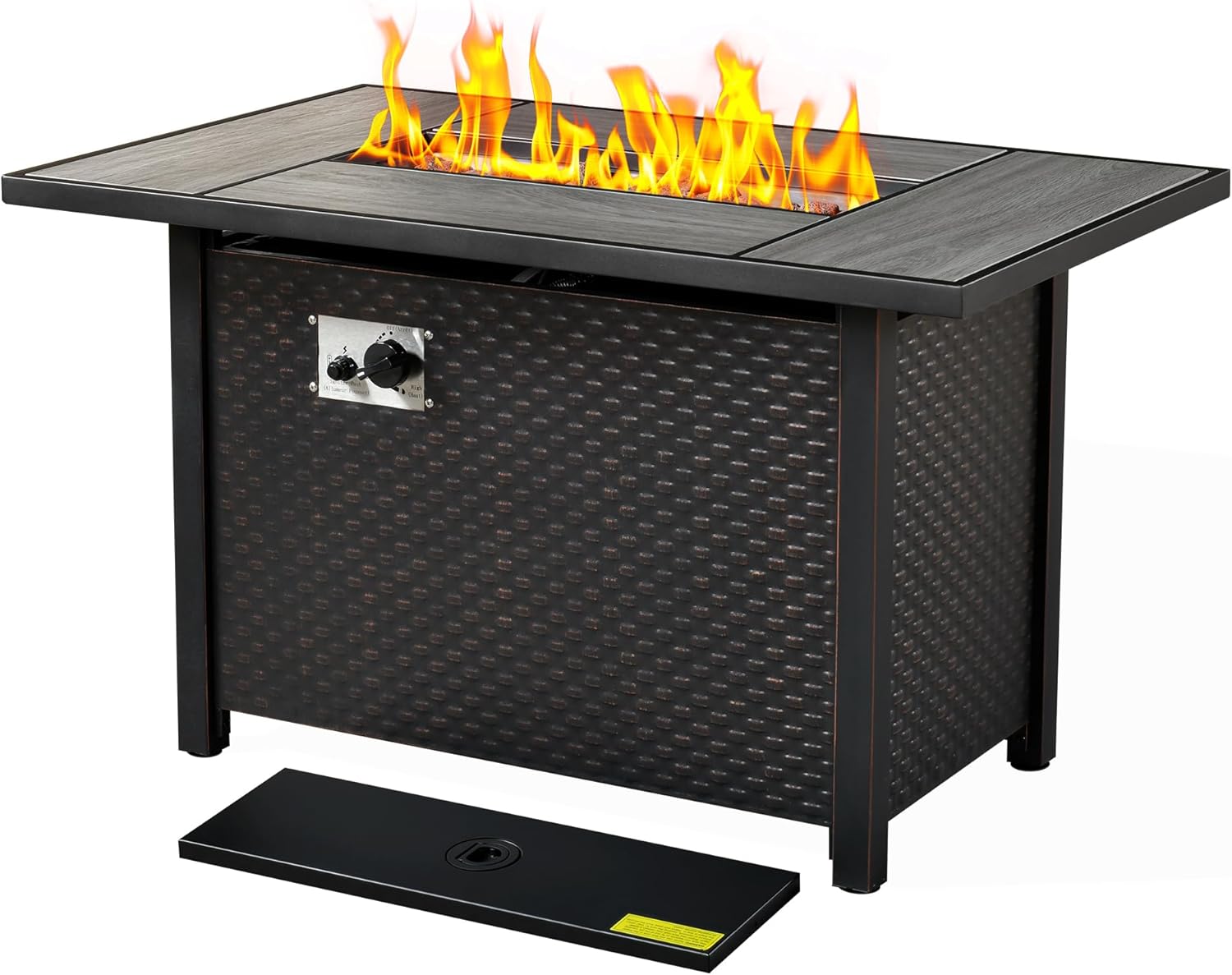 Altrigus 42" Fire Pit Table with Propane Gas,Patio Rectangular Firepit Tables with Lid & Rain Cover & Lava Rocks,Outdoor 50,000 BTU Fire Table for Outside Deck Backyard Balcony