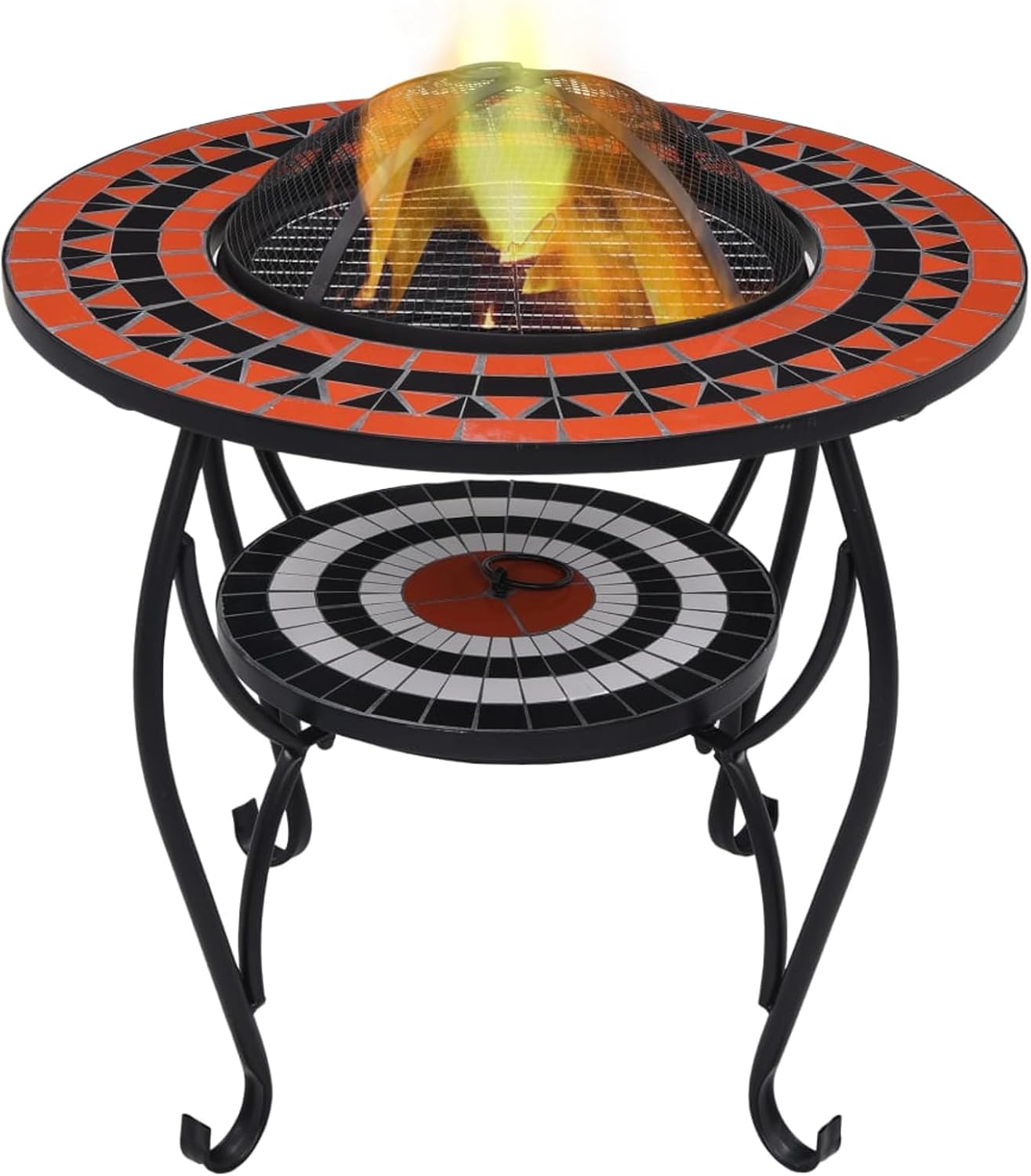 Terracotta & White Steel Fire Basket - Decorative, Warmth, Outdoor Use, Grill Included