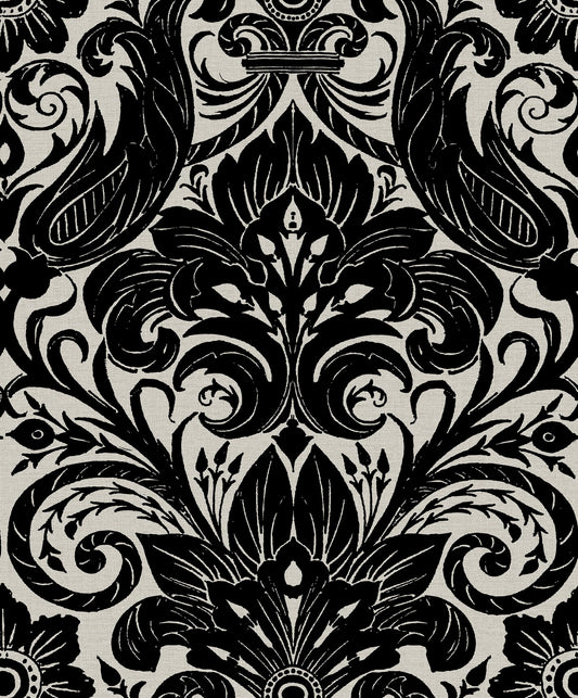 Galerie Off The Wall Damask Sauvage Black Wallpaper LB25166