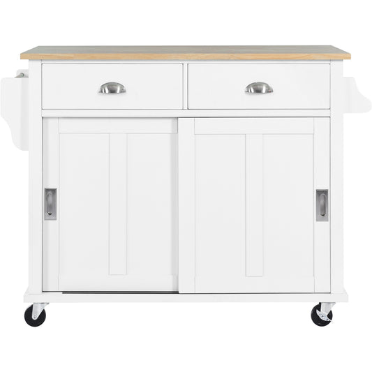 Best Selling Home Decor White MDF Base with MDF Rolling Kitchen Island ( 29.5-in x 52.76-in x 36.81-in )