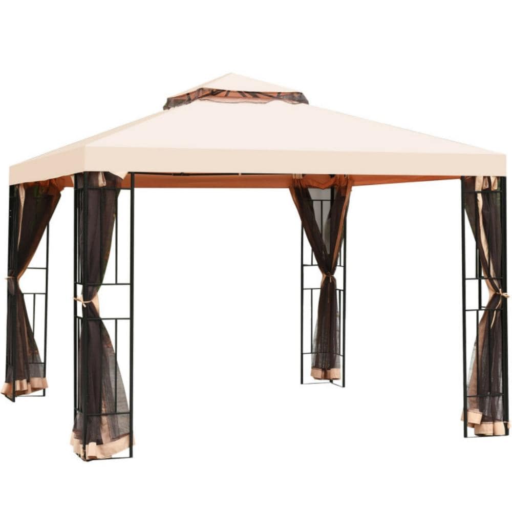 Clihome 10-ft x 10-ft Patio Gazebo Light brown with Soft Top Roof
