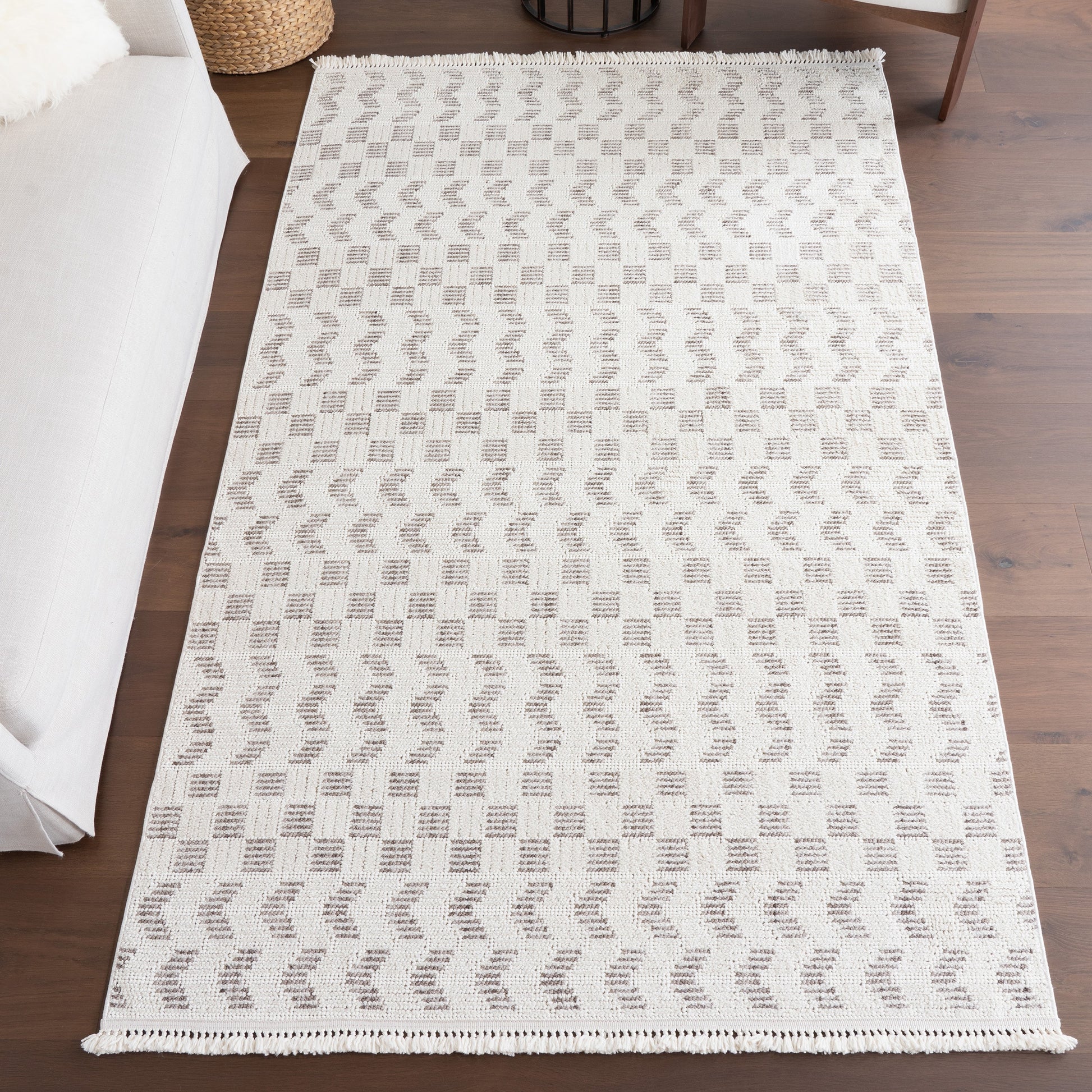 nuLOOM Allona Geometric Tassels 10ft. x 14ft. Ivory Area Rug