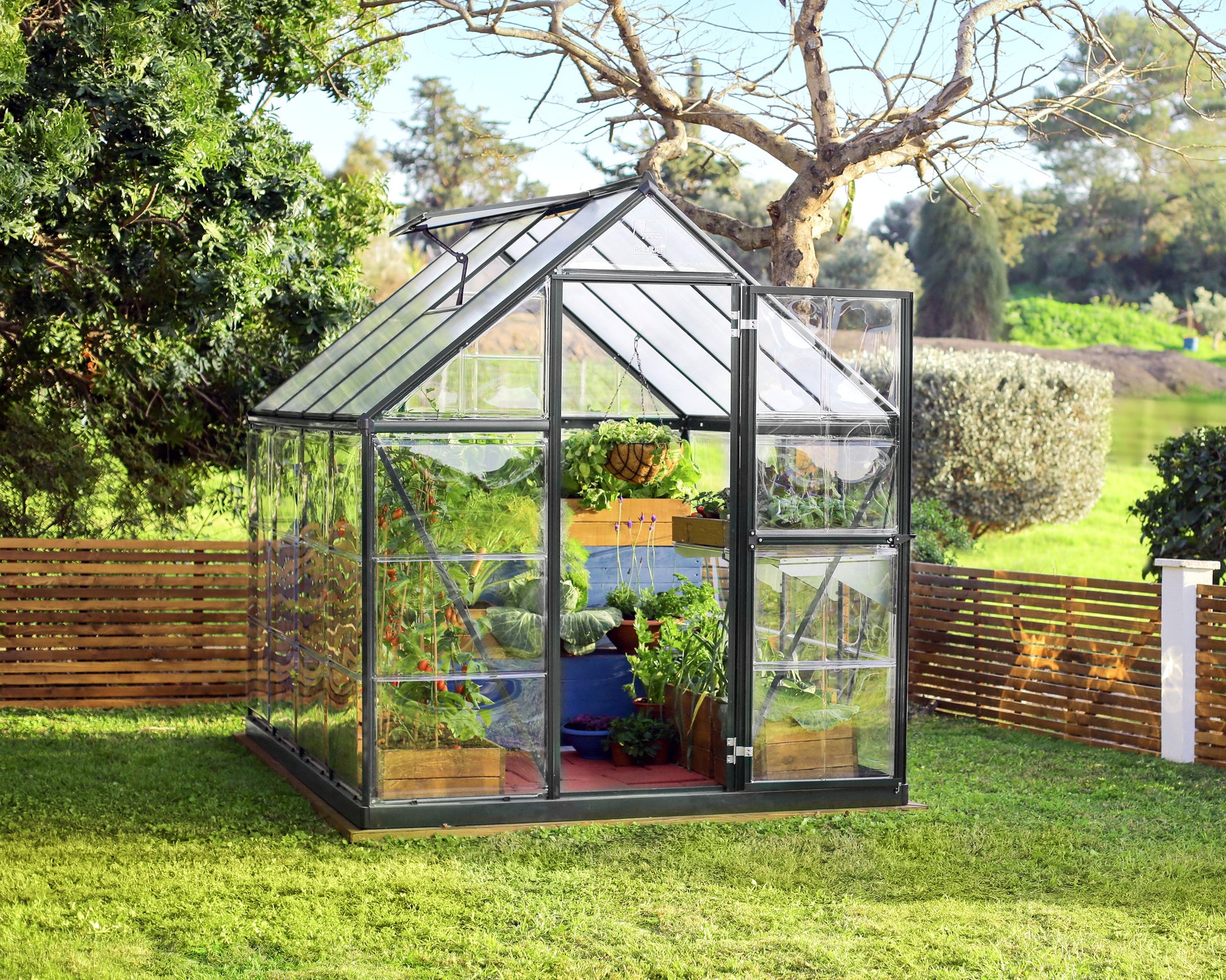 Canopia by Palram Hybrid 8-ft L x 6-ft W x 6.8-ft H Gray Frame/Clear Panels Greenhouse Kit