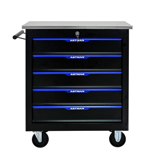 Tatayosi 5-Drawer Multifunctional Tool Cart with Wheels BLACK BLUE