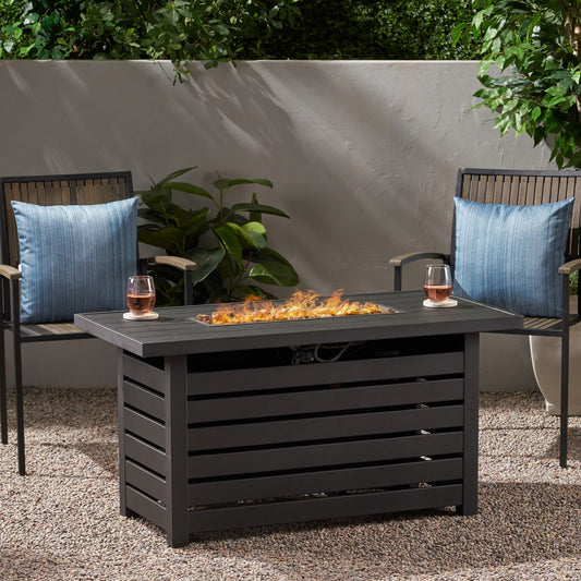 Christopher Knight Home Rene 30 000 BTU Rectangular Iron Firepit Table by - N A-Matte Black