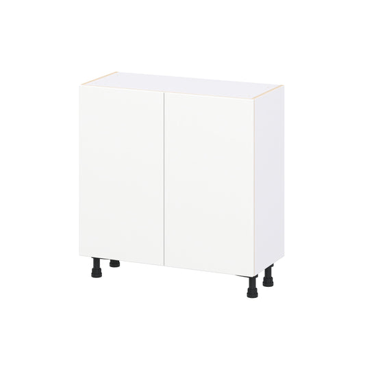 Hugo&Borg Lasalle 33-in W x 34.5-in H x 14-in D Bright White Slab Base Fully assembled Cabinet Flat Panel