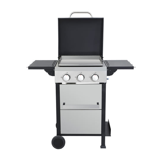 JJJ 3-Burner Propane Gas BBQ Grill Black And Silver 3 -Burner Liquid Propane Gas Grill