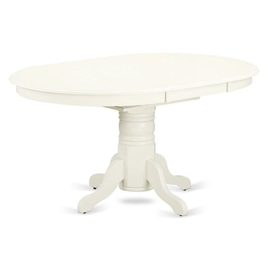 East West Furniture Oval Table with 18 Butterfly leaf Linen White
