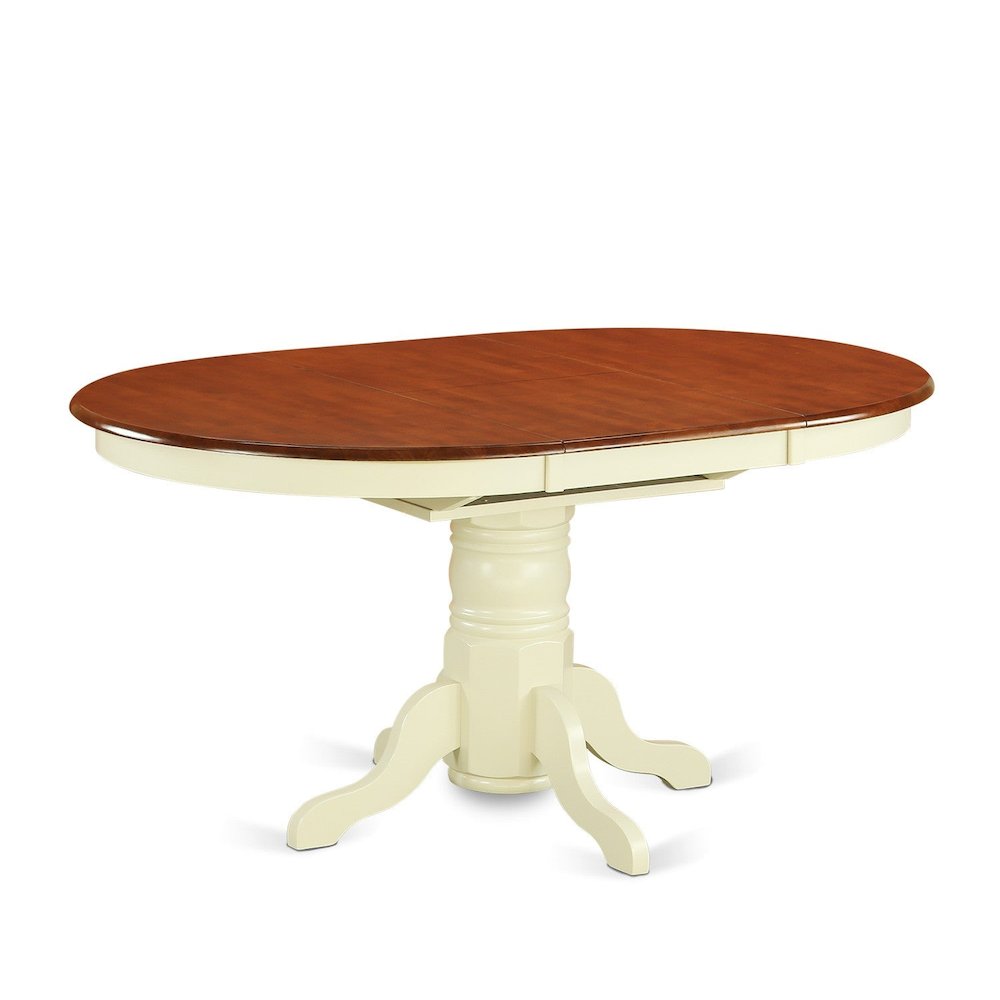 East West Furniture Oval Table with 18 Butterfly leaf Buttermilk and Cherry