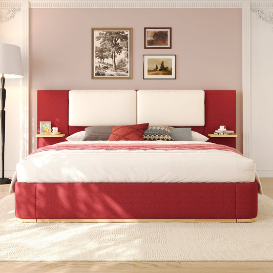 Christopher Knight Home Malinta Modern Fabric Anti-Collision Panel Platform Bed Queen Red