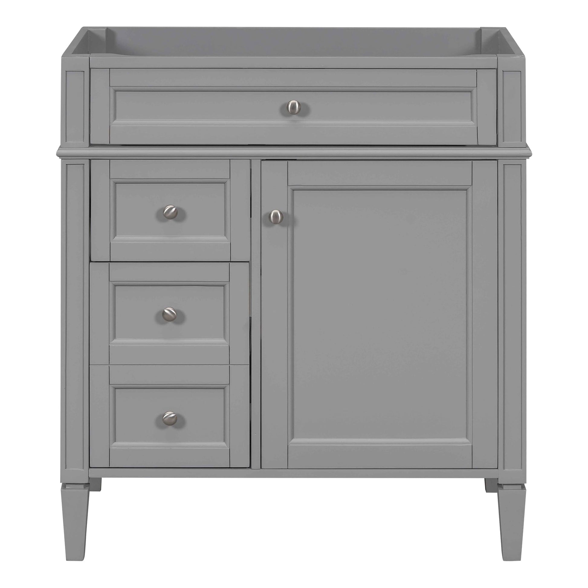 LOVMOR 30 inch Bathroom Vanity without Top Sink Modern Bathroom Storage Cabinet with 2 Drawers and a Tip-out Drawer NOT INCLUDE BASIN