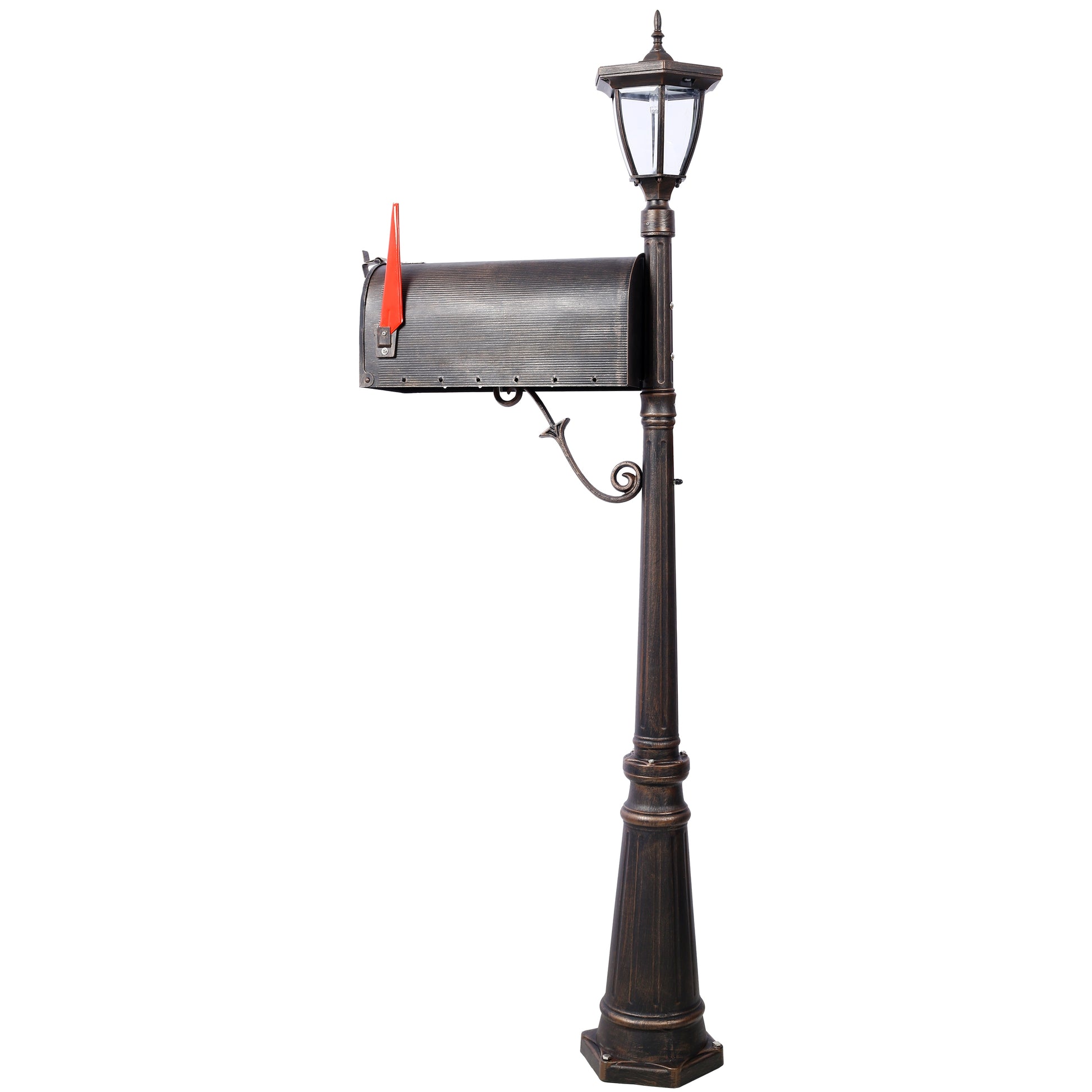Tatayosi Mailbox/Post Light Combination Kit Post with Mailbox Fluted Base Decorative Modern Mailbox with Post Stratford Heavy Duty Cast Aluminum Mailboxes for Outside Mailbox Post Large Mail Box