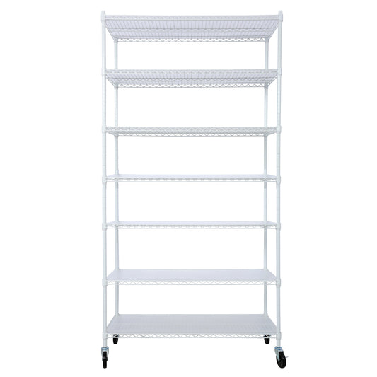 Damerin 7 -Tier Heavy Duty White Metal Utility shelving unit ( 48-in W x 18-in D x 81.5-in H )