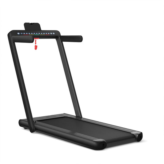 Slickblue Black 2-in-1 Folding Treadmill with Touchscreen LED Display Walking Running Modes and Wireless Speaker