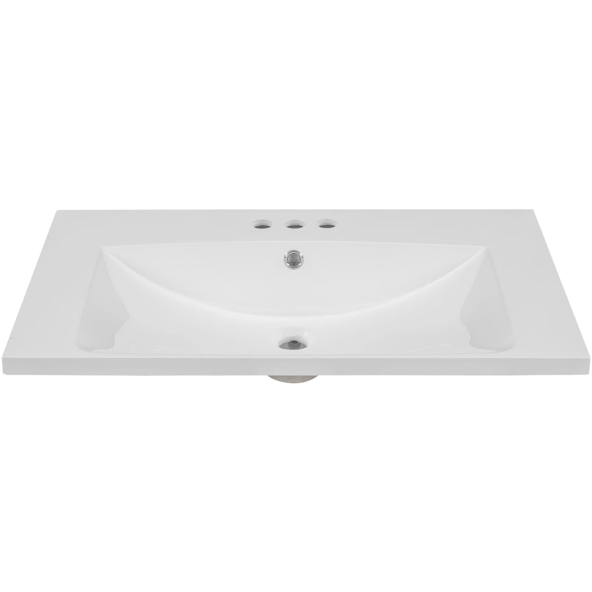 Vynxaria  30 in L x 18 in W White Ceramic Bathroom Sink Vanity Top 3 Hole 4 in Centerset Ready