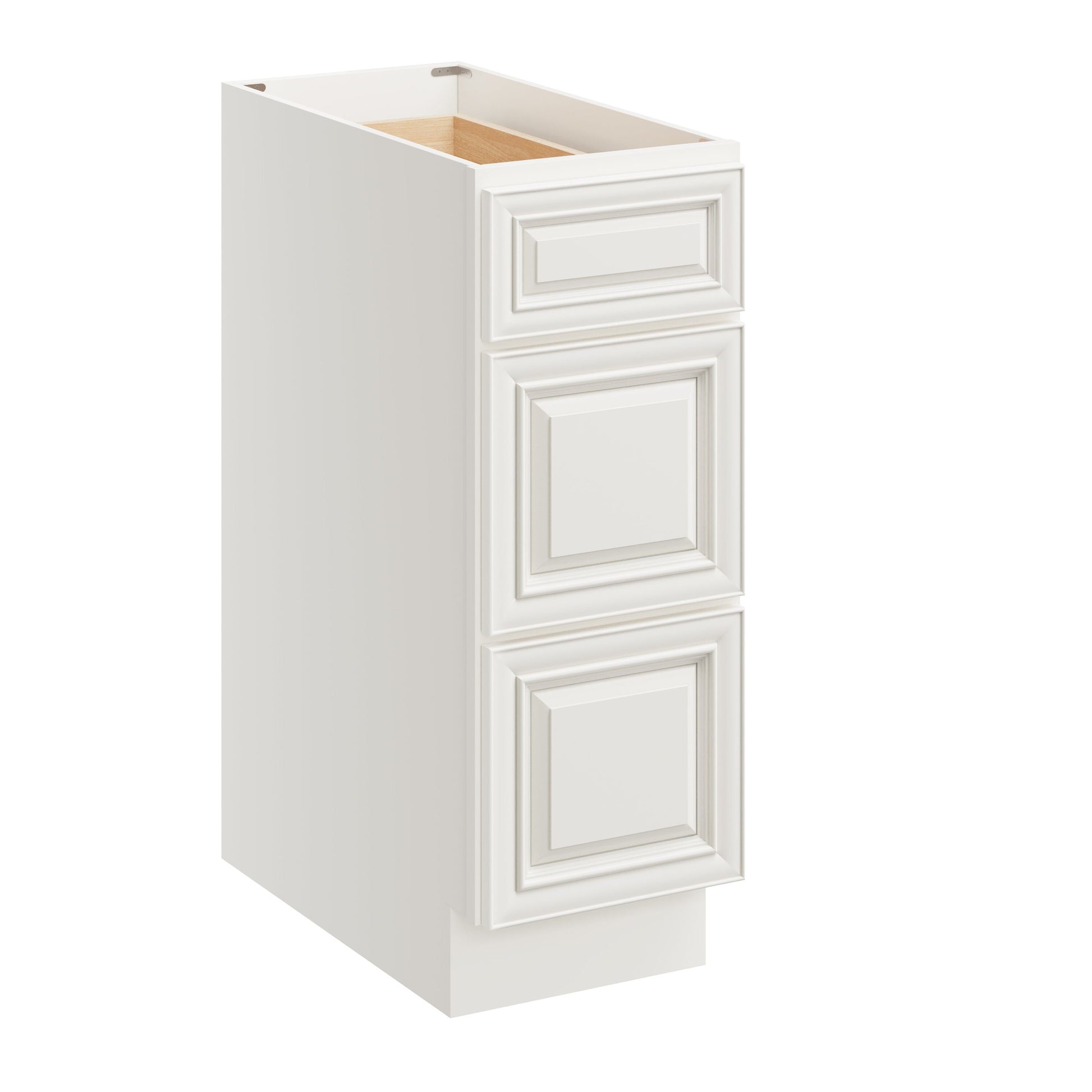 Boyel Living 12 Inch Pearl White Kitchen Base Cabinet with 3 Soft Close Drawers
