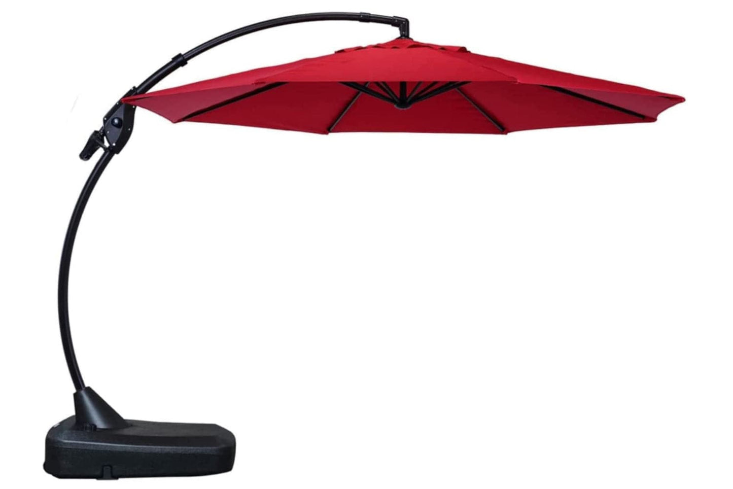 Boyel Living 12 ft. Aluminum Pole Octagon Cantilever Patio Umbrella with Base in Red â€“ Fade Resistant UV Protected 360 Degree Rotating and 0-45 Degree Tilting