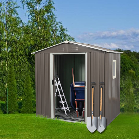 Tatayosi 6ft x 5ft Outdoor Metal Storage Shed gray With window