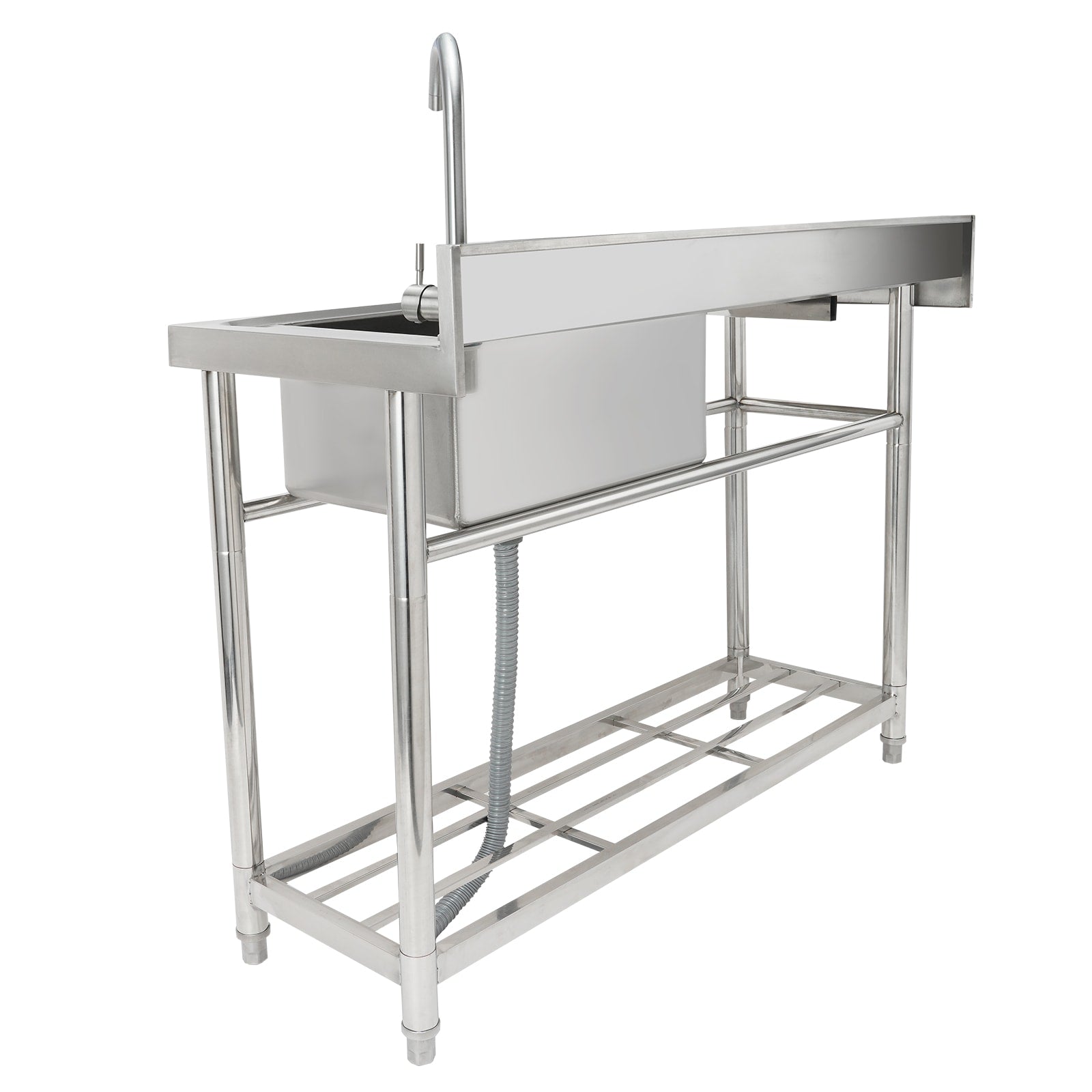 VEVOR Stainless Steel Utility Sink  1 Compartment Free Standing Small Sink w/Workbench Faucet and legs  47.2 x 19.7 x 37.4 in Commercial Single Bowl Sinks for Garage  Restaurant  Laundry  NSF Certified