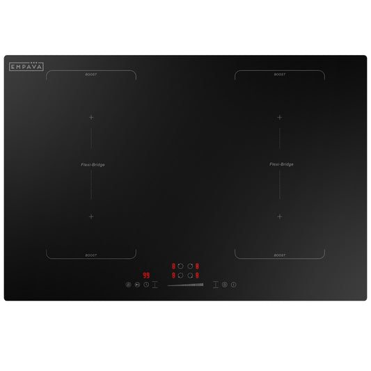 Empava 30-in 4 burners Black Induction Cooktop with Bridge Element