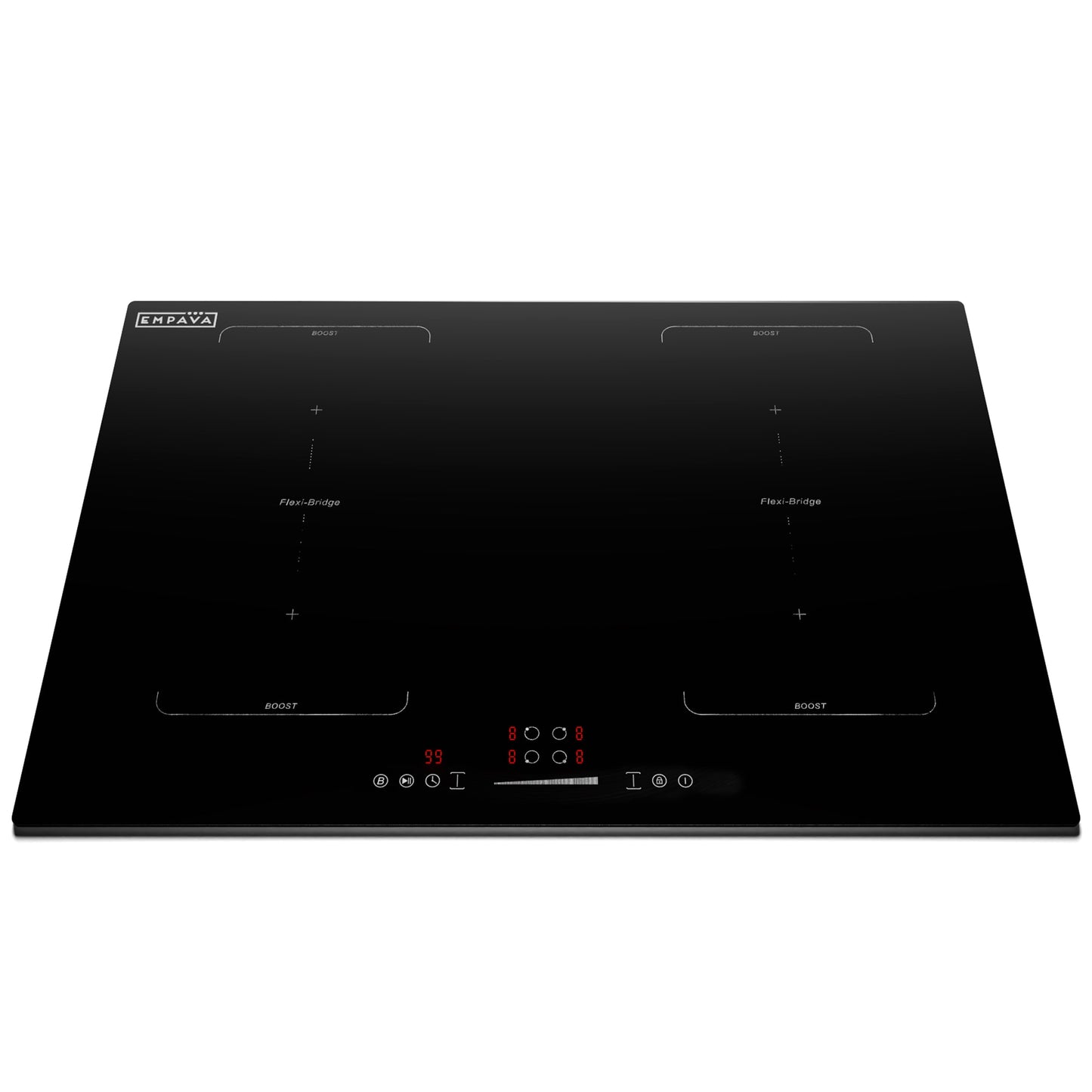 Empava 240V Electric Stove 30-in 4 burners Black Induction Cooktop with Bridge Element