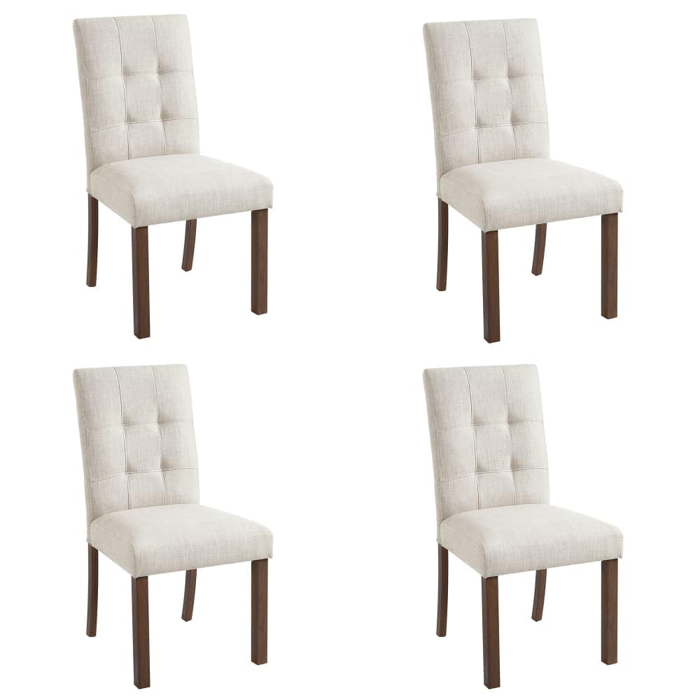 Maison Boucle Set of 4 Wooden Dining Chairs with Fabric Upholstery Walnut Wood Legs Modern Side Chairs for Kitchen