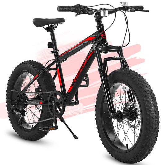 LOVMOR 20 Inch Kids Mountain Bike Carbon Steel Frame 7 Speed Disc Brakes