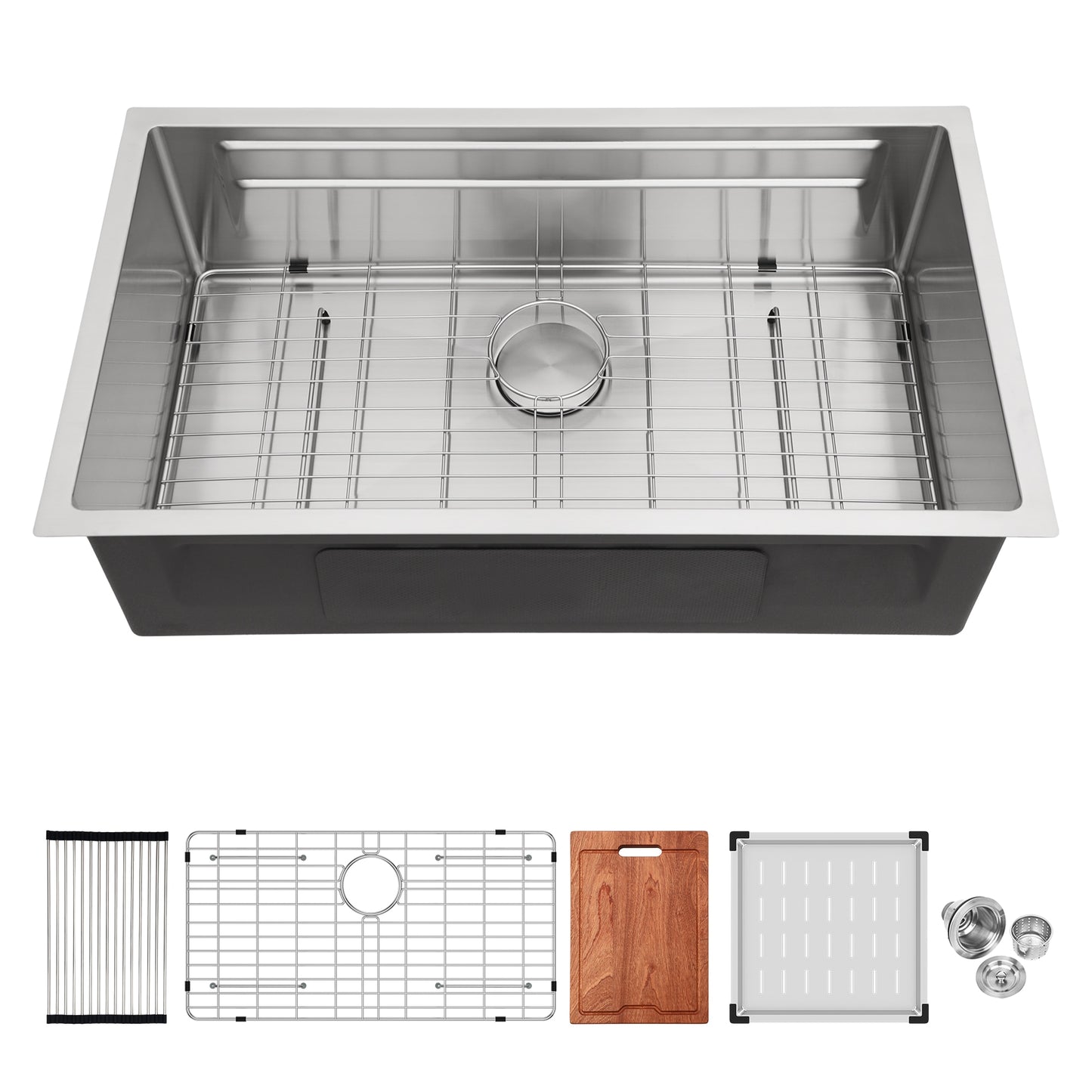 LIVIZA Undermount 33-in x 19-in Stainless steel Single bowl 16 -Gauge Workstation Kitchen Sink with Drainboard