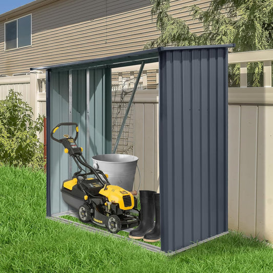 Outdoor Steel Firewood Rack Open Air Wood Shed Storage Shelter,Sloped Roof Rain-Runoff Design,Galvanized Metal Frame,Reinforced Base,Cross Bracing,Screw Fixation,Ventilated Log Holder (Black,3x7FT)