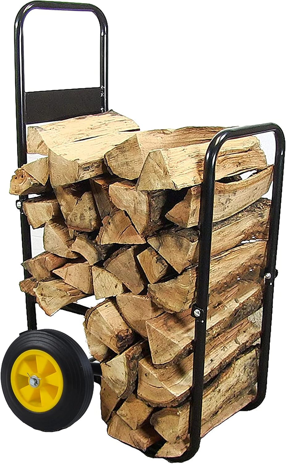 Firewood Log Cart Carrier, 250 lbs Load Capacity, Outdoor and Indoor Wood Rack Storage Mover with Pneumatic Rubber Wheels, Heavy Duty Steel Dolly Hauler, Firewood Carrier for Fireplace, Fire Pit