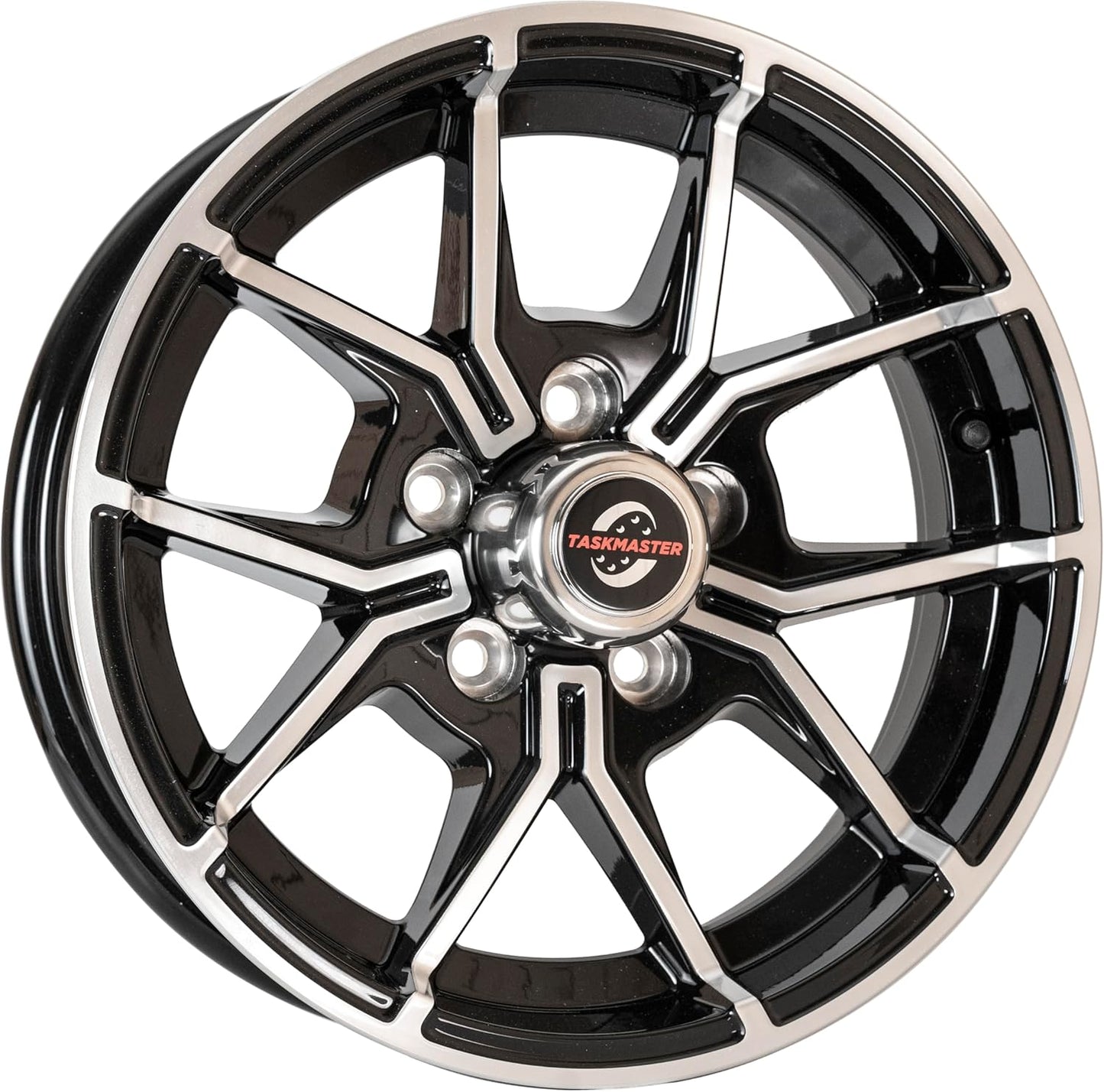 Trinity Series 15x5 Trailer Wheel 5x4.5 Bolt Pattern Black Machined Face 5 Fork Aluminum Trailer Rim