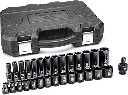 GEARWRENCH 29 Pc. 3\/8" Drive 6 Pt. Impact Socket Set, Standard & Deep, Metric - 84925N