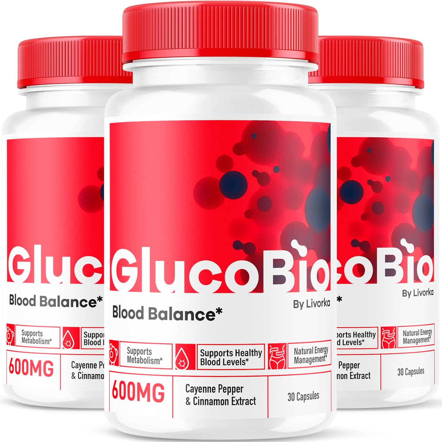 (3 Pack) GlucoBio Capsules - Official Gluco Bio Support Pills, Advanced Formula for Overall Balance, GlucoBio Pills, GlucoBio Supplement, Glucovio Reviews, 90 Capsules for 3 Months