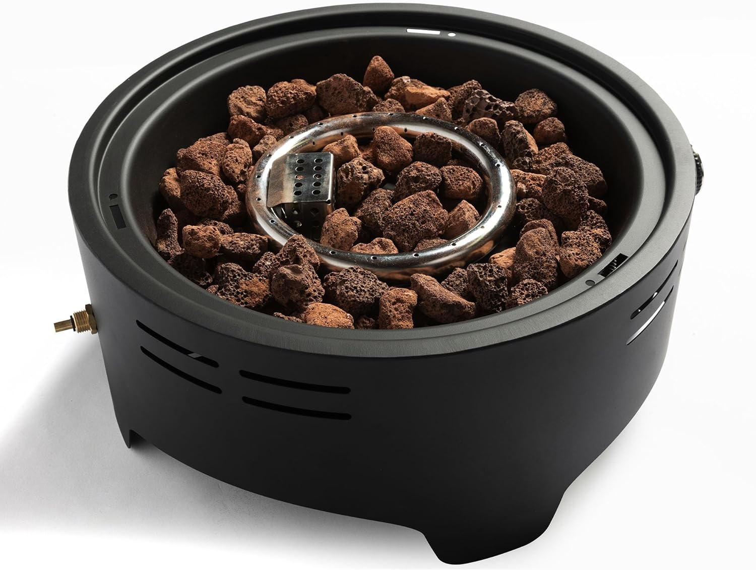 15 Inch Tabletop Propane Fire Pit, Portable Mini Fireplace with Wind Guard, 40000 BTU Metal Fire Pit with Glass Rocks & Cover for Patio, Camping