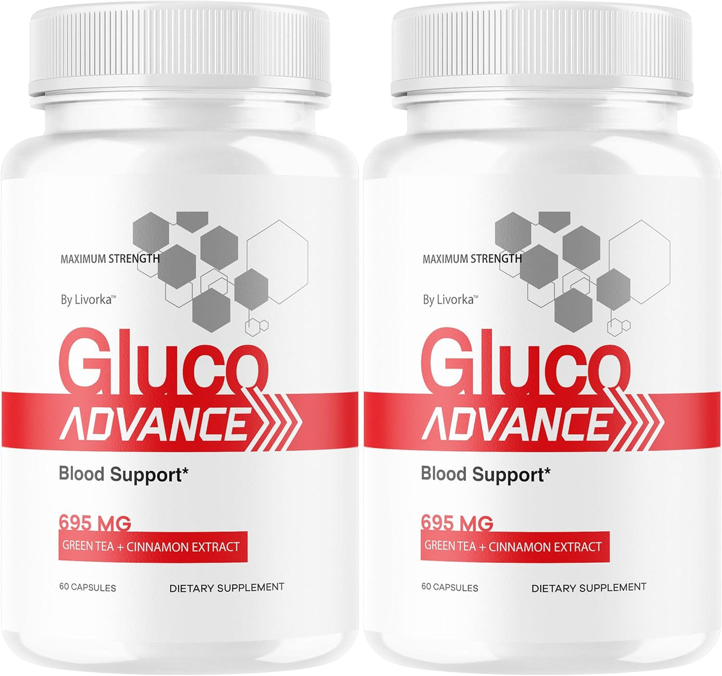 (2 Pack) Gluco Advance Capsules - Official GlucoAdvanced Premium Advanced Formula Pills - Maximum Strength, All Natural Health Formula Pills for Overall Health & Wellness, 120 Capsules for 2 Months