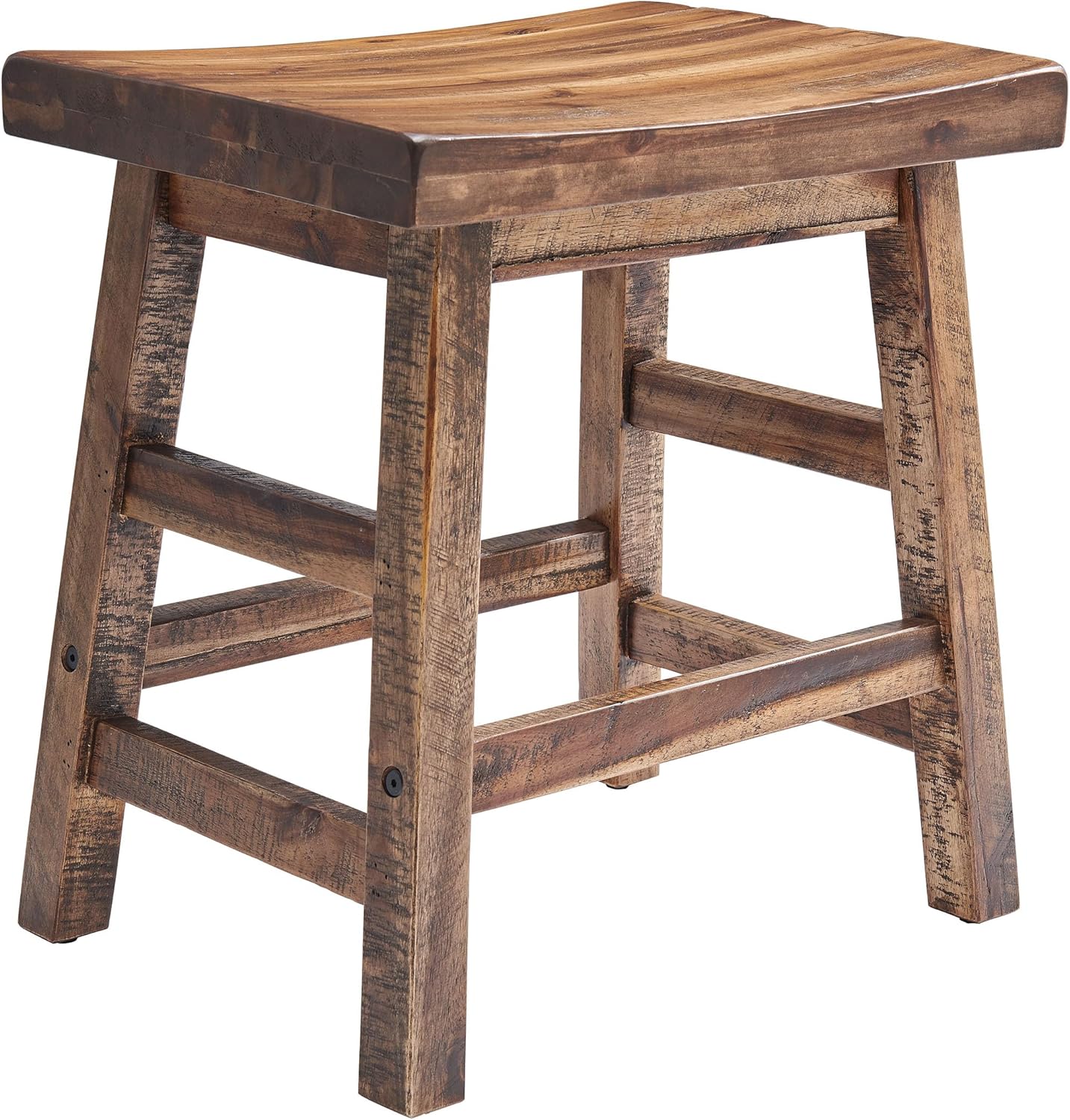 Alaterre Furniture Durango 20-Inch Tall Industrial Wood Dining Stool - Table or Extra Seat - Unique Rustic Industrial Style and Comfort - Farmhouse, Solid Wood Furniture
