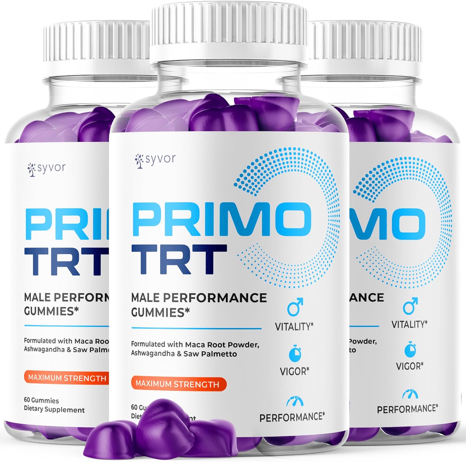 (3 Pack) Primo TRT Gummies for Men, Official Primo TRT Male Performance Gummys with Maximum Strength Ingredients, Advanced PrimoTRT Male Health Support Supplement with Premium Vitamins (180 Gummies)